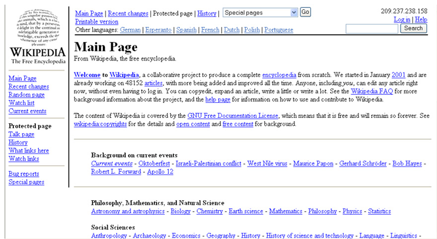 Így mutatott a Wikipédia 2001-ben!